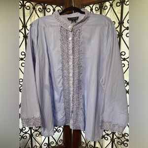 Dialogue Lavender Lace Trim Blouse